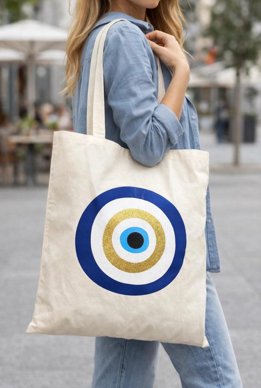 Personalised Evil Eye Cotton Tote Bag.