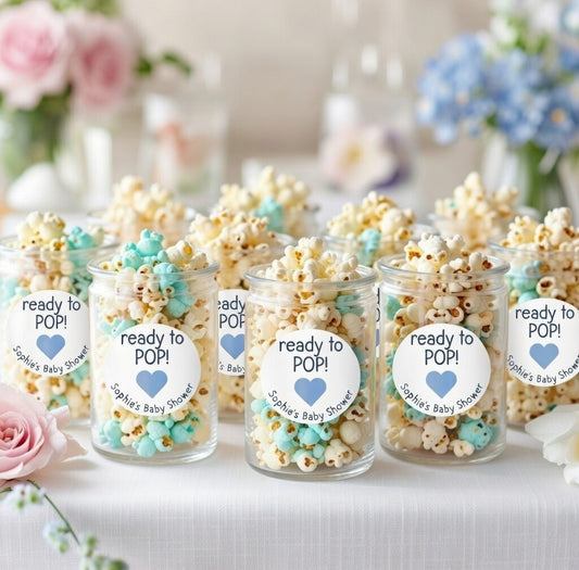 Personalised 'Ready to Pop' Baby Shower Stickers