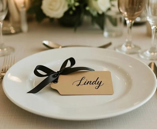 Personalised Wedding Name Place Cards with Bow