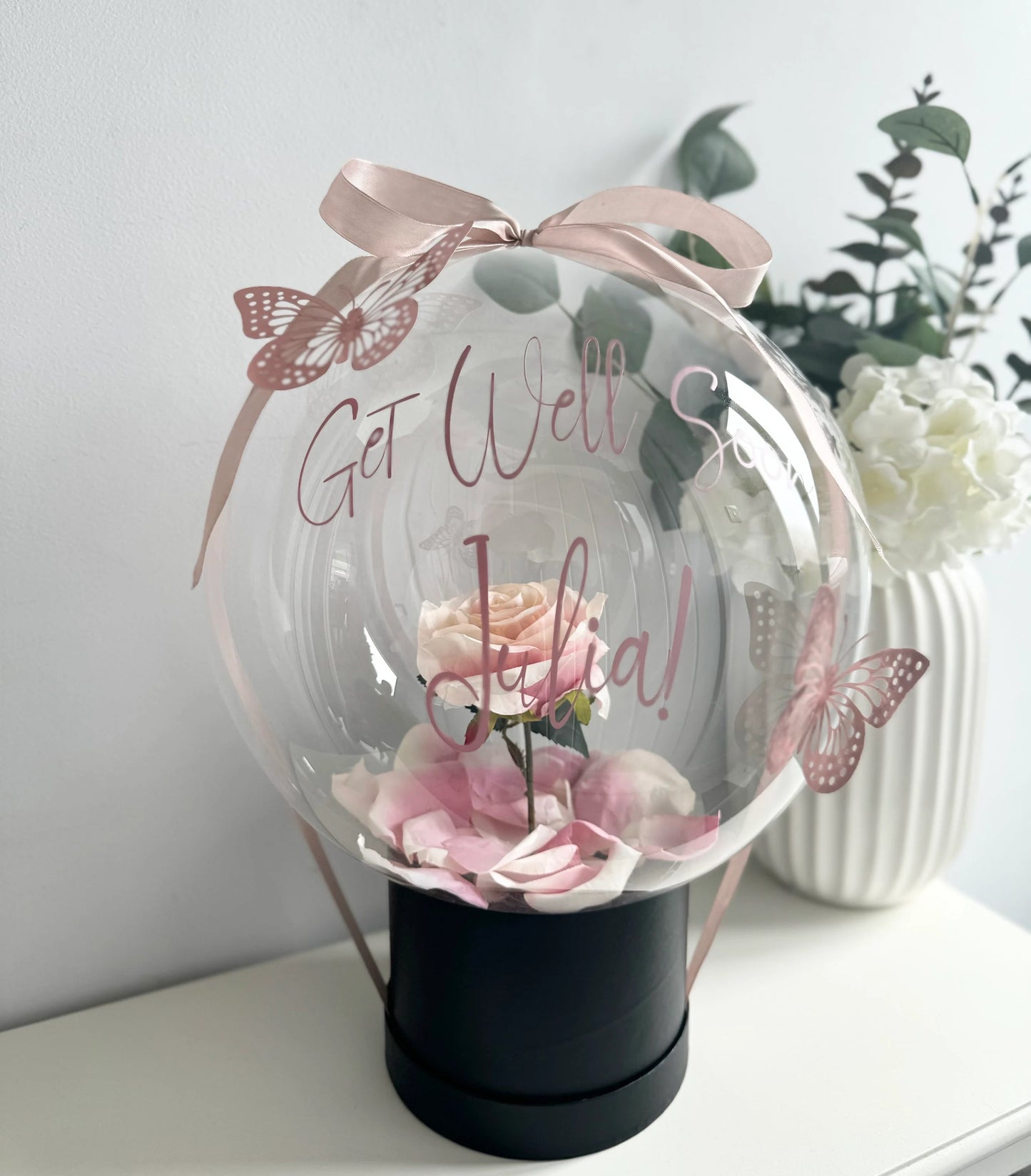Personalised Bubble Balloon with Flower.