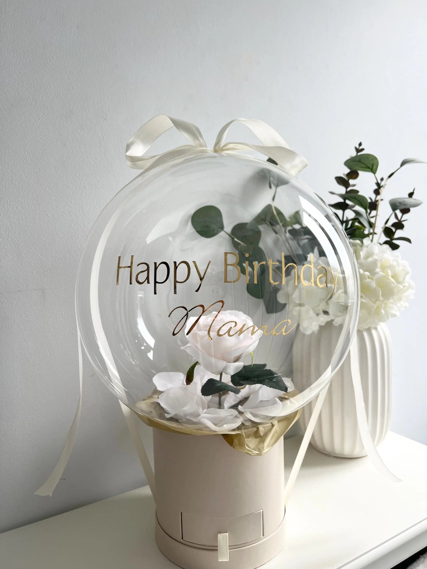 Personalised Bubble Balloon with Flower.