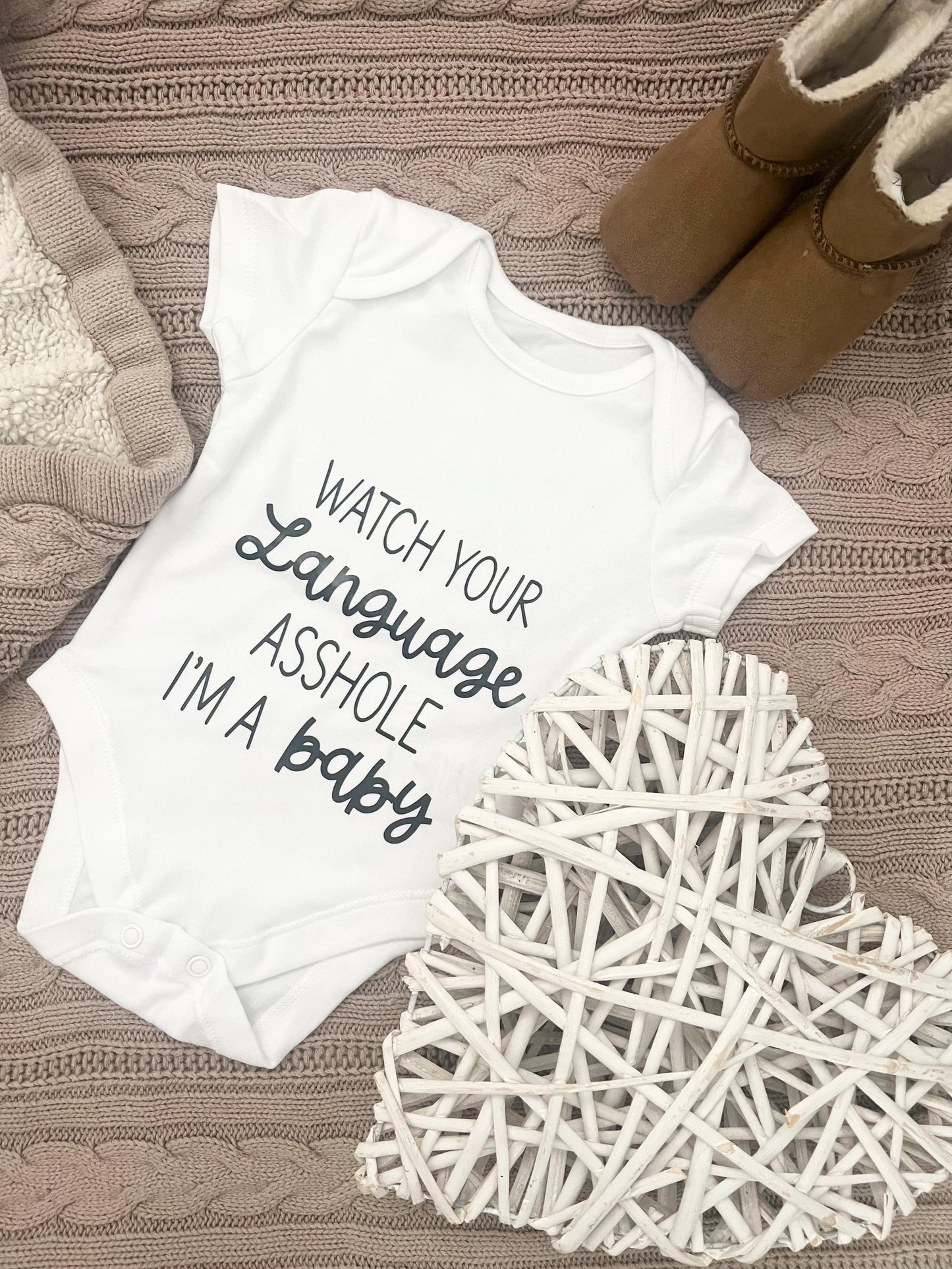 Watch Your Language A**Hole Baby Vest