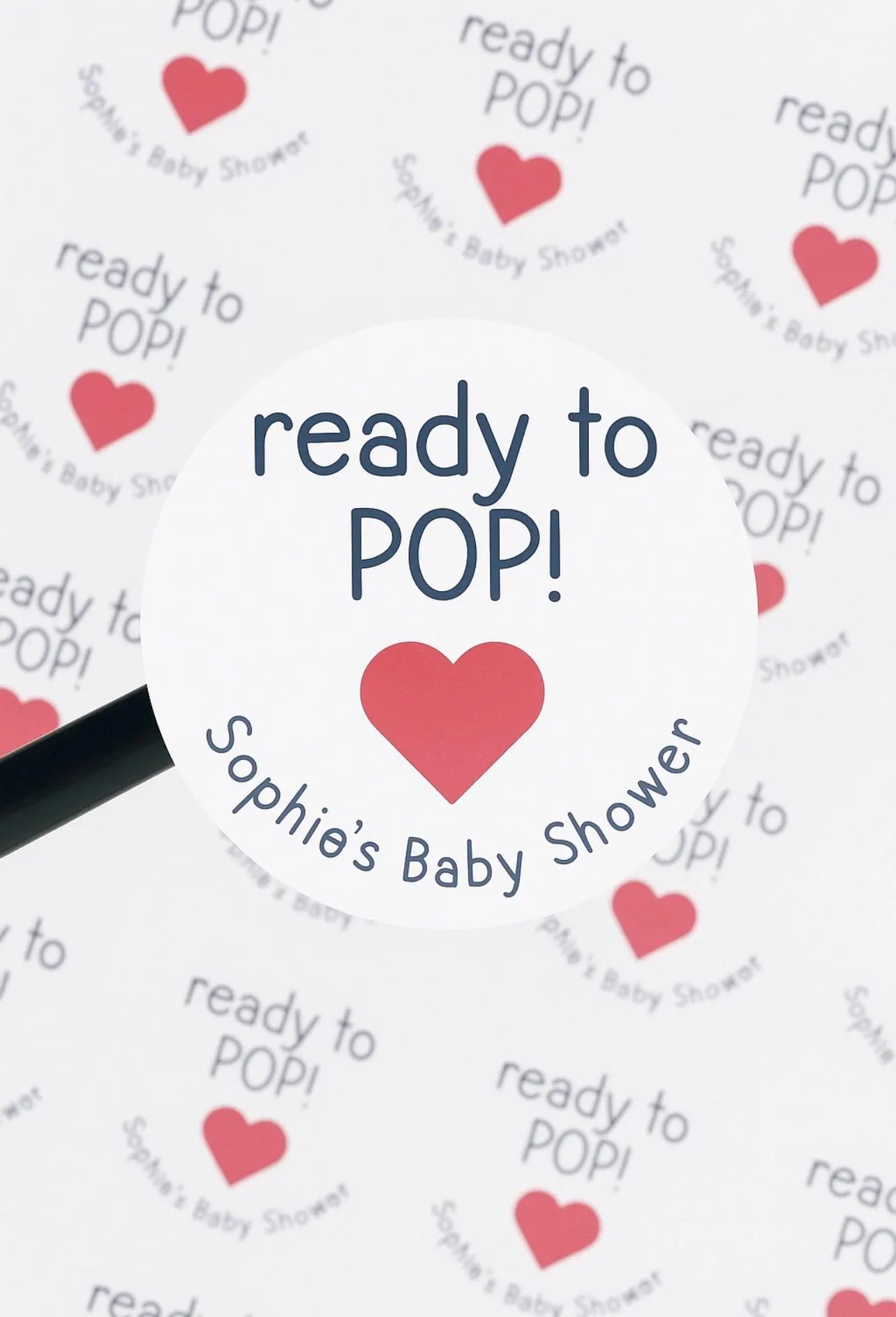 Personalised 'Ready to Pop' Baby Shower Stickers